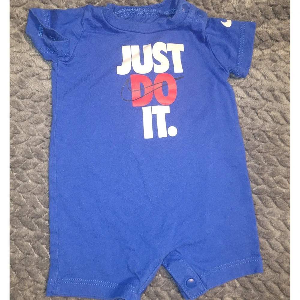 Nike Jordan Baby Rompers Bundle Newborn Just Do It Nike Air Blue Gray Red 3pc